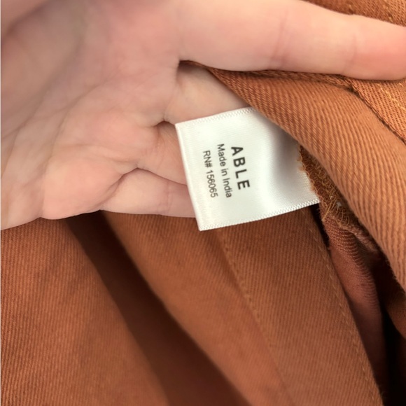 ABLE Charlyn Linen Blend Button Up Jumpsuit in Amber Brown - Picture 12 of 13